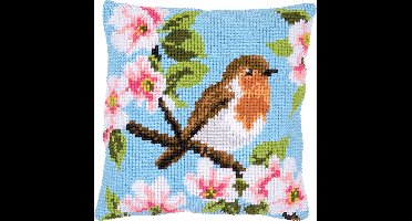Vervaco - Kruissteekkussen kit - Roodborstje - PN-0162393 - Borduren - Borduurpakket - Borduurpakket volwassenen - Borduurpakket kind