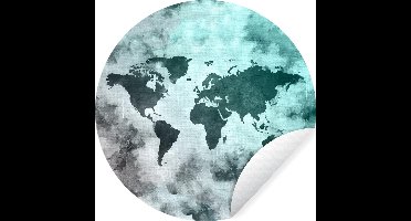 WallCircle - Muurstickers - Behangcirkel - Wereldkaart - Rook - Grijs - ⌀ 30 cm - Muurcirkel - Zelfklevend - Ronde Behangsticker