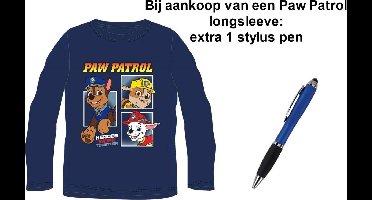 Paw Patrol Nickelodeon Longsleeve - T-shirt - Donkerblauw. Maat 110-116 cm / 5-6 jaar + EXTRA 1 Stylus Pen