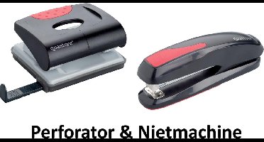 Nietmachine & perforator bundel * Quantore * zwart-rood * Voordeelbundel