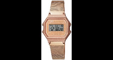 Q&Q M173J030Y - Horloge - Digitaal - Dames - Vrouwen - Stalen/Mesh band - Achthoek - Kunststof - Datumaanduiding - Stopwatch - Alarm - Tweede tijdzone - Backlight - Waterdicht 3ATM - Rosékleurig