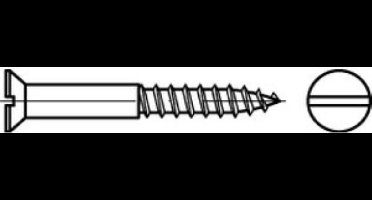 Houtschroef. 3.5x40mm. lang. Messing. Platkop. Gleufkop. 8 Stuks koper schroeven. Deltafix.
