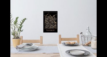 Muurstickers - Sticker Folie - Kaart - Villeurbanne - Goud - Zwart - 20x30 cm - Plakfolie - Muurstickers Kinderkamer - Zelfklevend Behang - Zelfklevend behangpapier - Stickerfolie