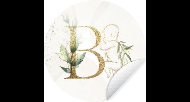 WallCircle - Muurstickers - Behangcirkel - Letters - B - Goud - Baby - ⌀ 30 cm - Muurcirkel - Zelfklevend - Ronde Behangsticker