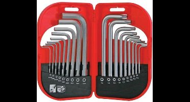 Toolland Inbussleutelset, 18-delig, zeskant/ster, chroom-vanadium, L-vorm, met handige opbergdoos, ideaal voor Doe-Het-Zelf