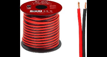 HQ luidsprekerkabel 2 x 0.50 mm zwart/rood op rol 10 meter