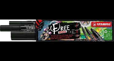 STABILO FREE - Acryl Marker -  Mixed Tip Set - Zwart - 3 Verschillende Tip Sizes