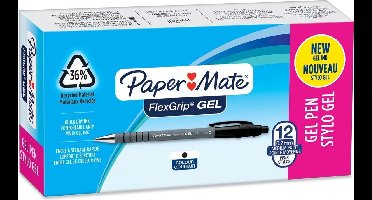 Paper Mate - balpen Flexgrip Gel | doos van 12 stuks | zwart