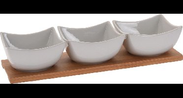 Excellent Houseware 3 Serveerschaaltjes op plankje - OP = OP