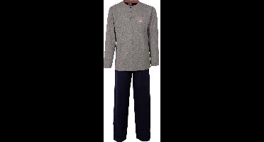 MEQ Heren Pyjama - Polo Sluiting - Pyjama Set - 100% Katoen - Grijs - Maat S