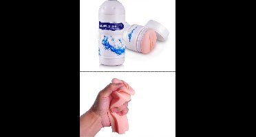 Power Escorts - Masturbator Cup - Kunst Kut - Kunst Vagina - Speeltjes voor Mannen - Pocket Pussy - White blue - BR25 - beige