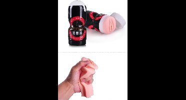 Power Escorts - Masturbator Cup - Kunst Kut - Kunst Vagina - Speeltjes voor Mannen - Pocket Pussy - Black Red - BR25 - beige - 16,5 cm