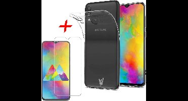 Hoesje geschikt voor Samsung Galaxy M20 Hoesje + Screenprotector Case-Friendly - Transparant Siliconen TPU Soft Case - iCall