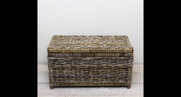 Opbergmand - Met deksel - 75x40xH40 - Rotan - Riet - Grey