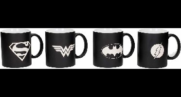 DC Comics: Justice League - 4 Laser Etched Black and White Mugs
