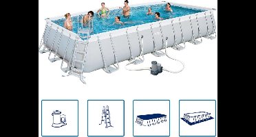 Bestway Power Steel Zwembadset rechthoekig 732x366x132 cm staal 56474