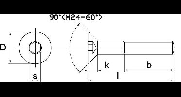 Inbusbout Din7991 10.9 Vk M8X35Mm Zwart - 200 stuks