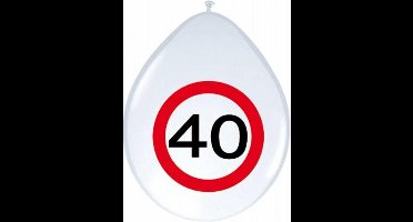 16x stuks Ballonnen 40 jaar verkeersbord spiegel