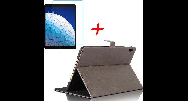 Hoes + Screenprotector geschikt voor iPad Air 10.5 (2019) - Smart Book Case Lederen Hoesje - iCall - Grijs