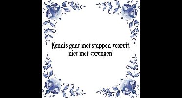 Tegeltje met Spreuk (Tegeltjeswijsheid): Kennis gaat met stappen vooruit, niet met sprongen! + Kado verpakking & Plakhanger