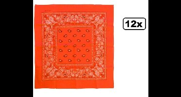 12x Bandana / zakdoek Fluor oranje 53cm x 53cm - Koffieboon thema feest boeren zakdoek festival