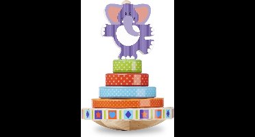 Melissa & Doug First Play Houten wiebelende stapelaar met olifant (6-delig)