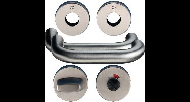 Hoppe deurgarnituur met WC-rozetten s/g RVS - kruk/kruk - Sertos - E138/42H/42HKVS/f69