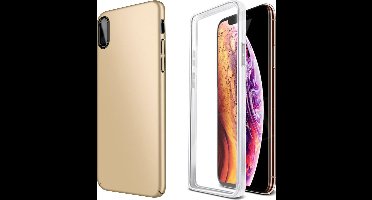 Hoesje geschikt voor iPhone XS Max - 360 Graden Case 2 in 1 Hoes Goud + Ingebouwde Siliconen TPU Cover Screenprotector