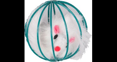 Flamingo - Kattenspeelgoed Speelbal en Bontmuis - Multicolour - 6 cm