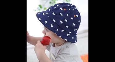 Zonnehoed met kroontjes donkerblauw | 12-18 maanden