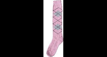 Excellent Kniekous - Speciaal gemaakt voor de ruiter - Sterk, elastisch en comfortabel - Extra binnenbekleding voor tenen, hiel en bal - Roze/Grijs/Zwart geblokt - Maat 43-46
