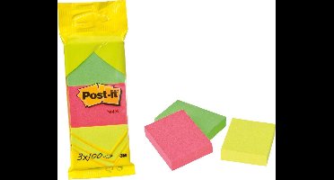 Post-it Notes, ft 38 x 51 mm, 100 vel, blister van 3 blokken in neon geel, roze en groen - Post-it Sticky Notes