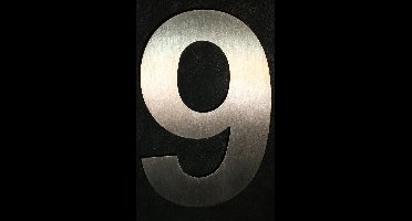 Inox huisnummer 7cm - cijfer 9