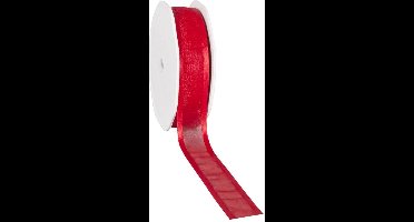 Satin edge Organzalint Rood - 25 mm / 25 mtr.