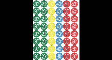 Agipa Kortinglabel van -20% tot - 50% (80 x -20%, 40 x -30%, 40 x -40%, 80 x -50%), geassorteerde kleu...