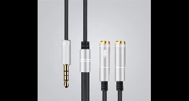 MaxVision's 3.5mm Jack Aux Female Dual Male Headset Microfoon 4-Pin Audio Splitter - Zilver
