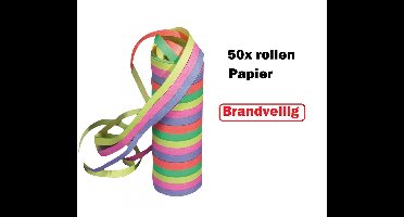 50x Papier rollen serpentines gekleurd - BRANDVEILIG - Carnaval festival optocht feest party serpentine