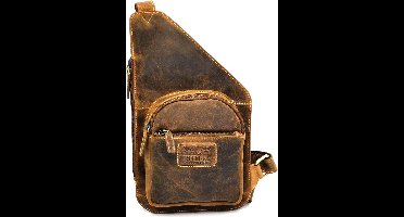 Hunters leren crossbody holstertas donkerbruin