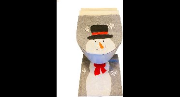 HEM Sneeuwpop wc bril hoes met wc mat - toiletbril cover (45x39 cm) + toiletmat