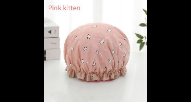2  x Dikke Douche muts - Shower Cap - Pink Cat - Waterdicht - BadMuts - Dubbele Laag - Douchemuts Haar Cover Bedekking - Vrouwen Benodigdheden DoucheCap Badkamer Accessoires