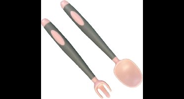 LuxeBass Baby Bestek | Lepel en Vork | Siliconen | Roze