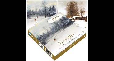 Rien Poortvliet natuur kerstdoosje - Landschap met vos - Landschap met hek