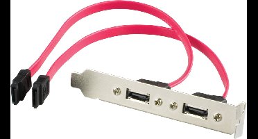 DELTACO SATA-32, SATA - SATA aansluit bracket, double aansluiting adaptor, 30cm