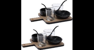 Excellent Houseware serveerplanken met 8 schaaltjes - glas - porselein