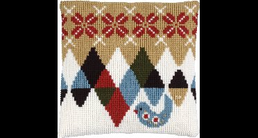 Pako borduurpakket kruissteek kussen - Scandinavische vogel - geprint stramien - 003.293 - DIY kit.
