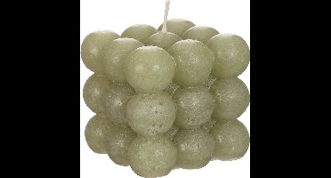 Ideas 4 Seasons - Bubbel Kaars - Kleur: Green (dusty) - L8xB8xH8 cm - Kerst Sinterklaas cadeau
