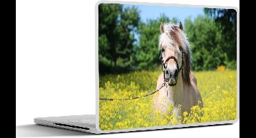 Laptop sticker - 10.1 inch - Paard - Bloemen - Geel - 25x18cm - Laptopstickers - Laptop skin - Cover