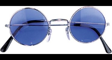 Widmann - Party zonnebril - Hippie Flower Power Sixties - ronde glazen - blauw