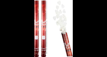 Party Popper XXL - Confetti Kanon Shooter - Met Witte Papieren Hartjes - 80 cm - schiet 5 – 8 m hoog – 2 Stuks