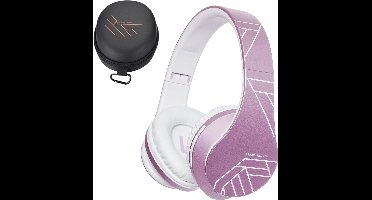 PowerLocus P2 Draadloze Over Ear Koptelefoon - Bluetooth 5.0 - Deep Bass - 20 Uur Speeltijd - Opbergtas - [Upgrade Wit/Paars]